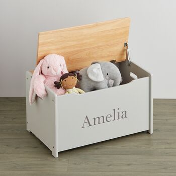 Normal Personalised Grey Toy Chest 