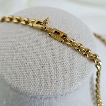 Box Clasp Vintage 18k Gold Link Choker Necklace Structured Minimalistic Everyday Jewellery, 7 of 10