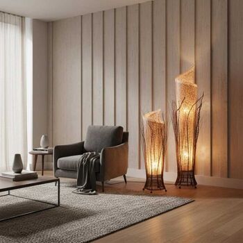 Twig Floor Lamp Handmade Fair Trade Shell Wrapped Floor, 11 of 12