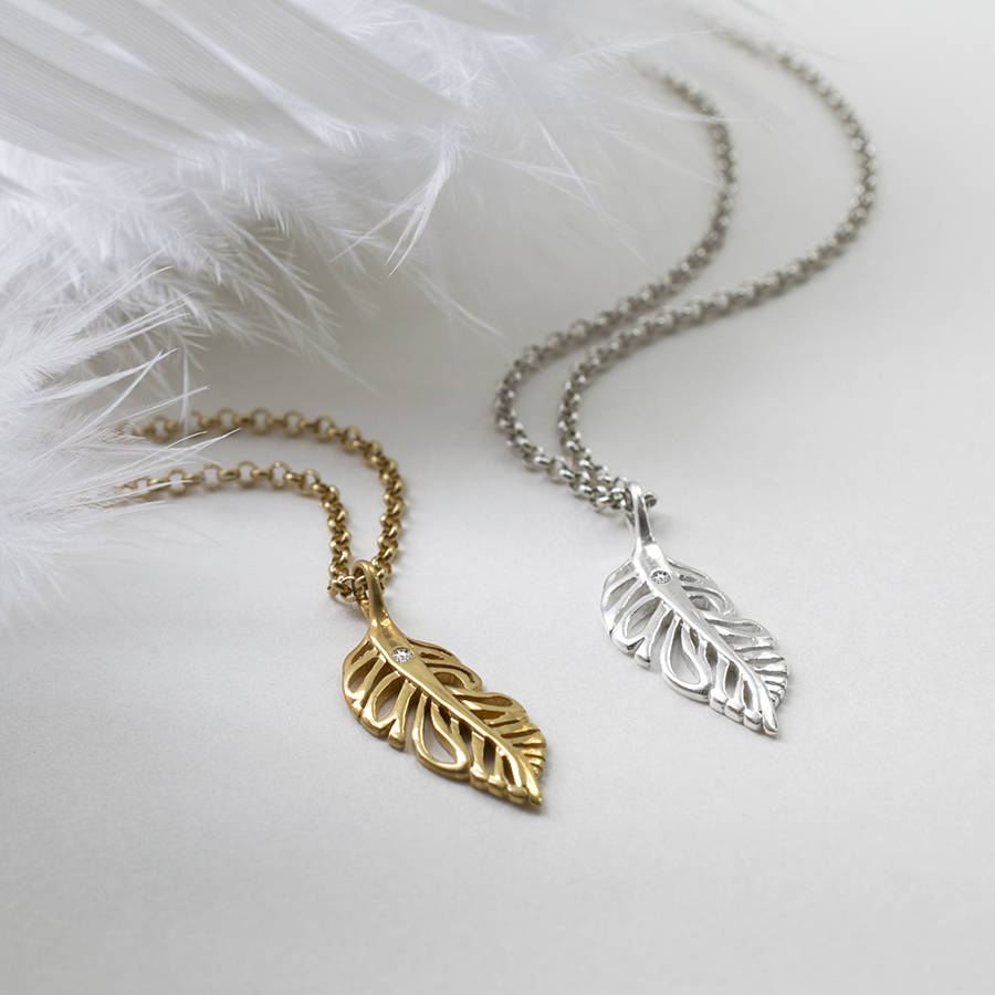 Sterling Silver And Diamond Feather Necklace By Martha Jackson Sterling ...