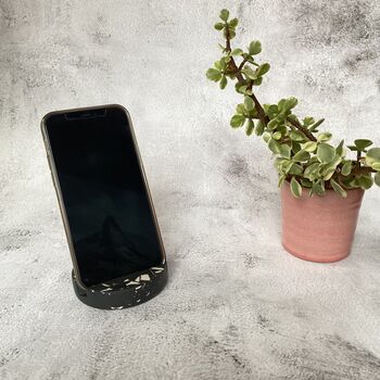 Phone Stand Back To Black Terrazzo Handmade Jesmonite, 3 of 10