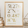 Personalised Gold Coordinates Print, Custom Location Gift, thumbnail 1 of 7