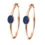 18k Rose Gold Plated Blue Druzy Crystal Large Hoops, thumbnail 3 of 4