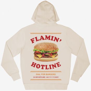 Flamin’ Hotline Burger Fast Food Hoodie In Vanilla, 2 of 2