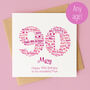 Personalised Pink Star 90th Birthday Card, thumbnail 1 of 3