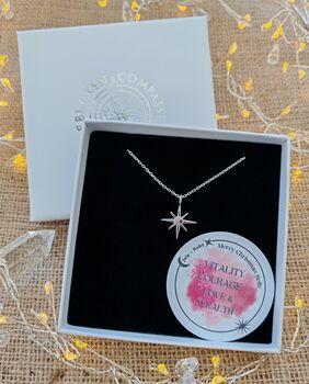 Handmade Sterling Silver North Star Birthstone Christmas Necklace: July Birthstone, 2 of 12