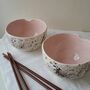 Handmade Speckled Pink Noodle Bowl With Chopsticks, thumbnail 6 of 11