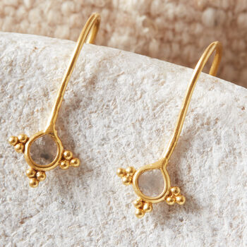 Champagne Diamond Star Shaped Drop Earrings, 2 of 9