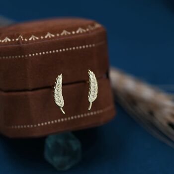 Wheat Stud Earrings In Sterling Silver, 4 of 12