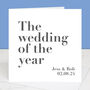 Wedding Of The Year Personalised Wedding Card, thumbnail 2 of 3