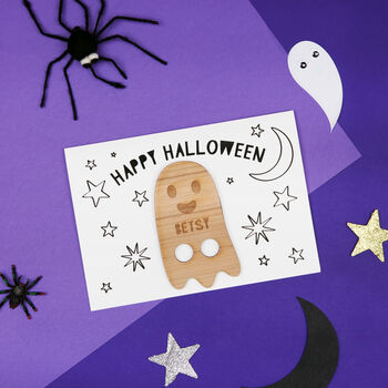 Personalised Ghost Finger Puppet And Colour In Card, 4 of 4