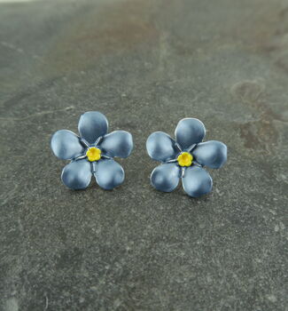Forget Me Not Blue Flower Clip On Earrings, 2 of 4