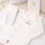 White Moss Stripe Christening Blanket With Simple Cross, thumbnail 7 of 9