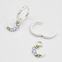 Silver Nightshade Moon Huggie Earrings, thumbnail 4 of 8