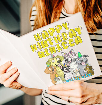 Personalised Balloons Dog Birthday Card, 6 of 7