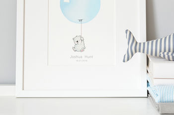 Personalised Baby Boys Pastel Blue Balloon Picture, 3 of 10