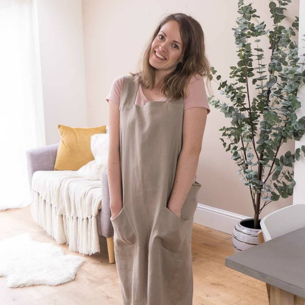 Cross Back Linen Apron By Sparks And Daughters | notonthehighstreet.com