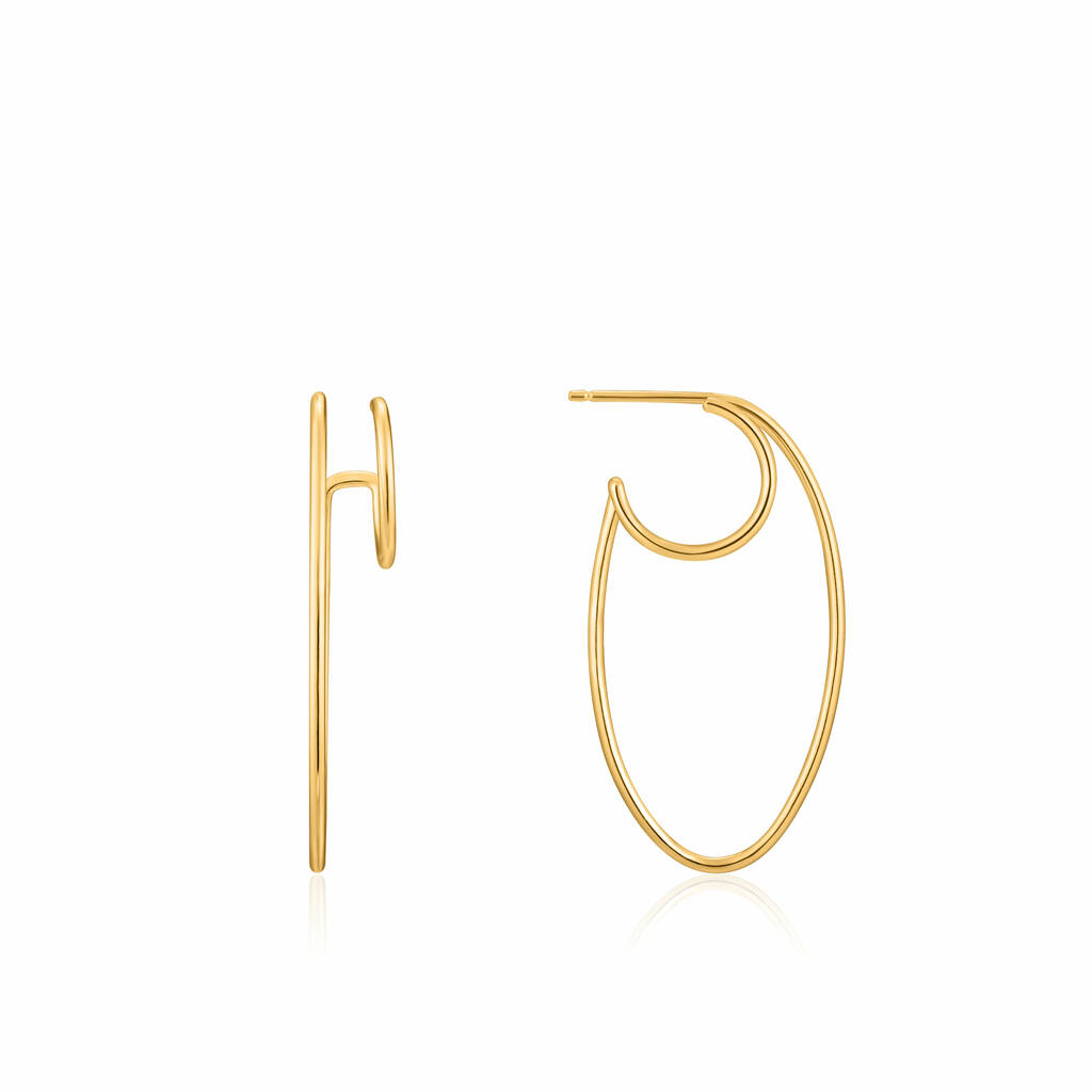 Gold Plated 925 Oval Double Hoop Earrings By ANIA HAIE
