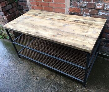 Industrial Reclaimed Two Shelf Coffee Table Tv Unit 073, 4 of 6