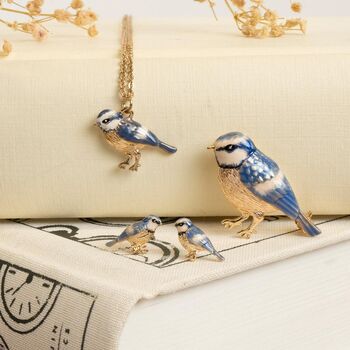 Fable Enamel Blue Tit Brooch, 2 of 5