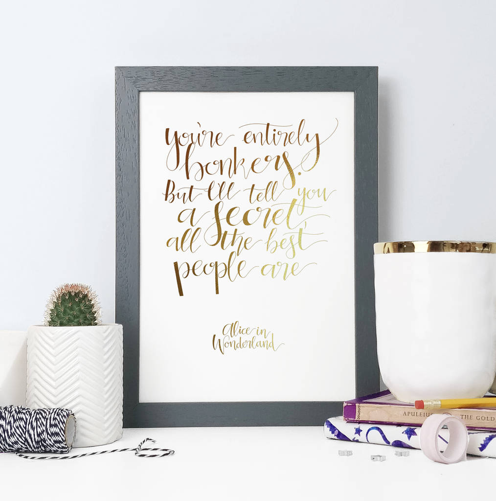 Foil Calligraphy 'Entirely Bonkers' Best Friend Print, 1 of 4