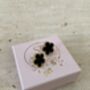 Black Five Leaf Clover Stud Earrings, thumbnail 2 of 3