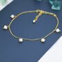 Sterling Silver Tiny Dangle Pearl Beaded Bracelet, thumbnail 2 of 12