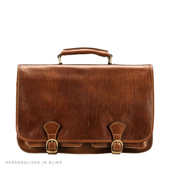 Personalised Men's Leather Briefcase Satchel 'Jesolo3', 2 of 11