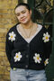 Black Crochet Bobble Applique Relaxed Daisy Cardigan, thumbnail 1 of 8