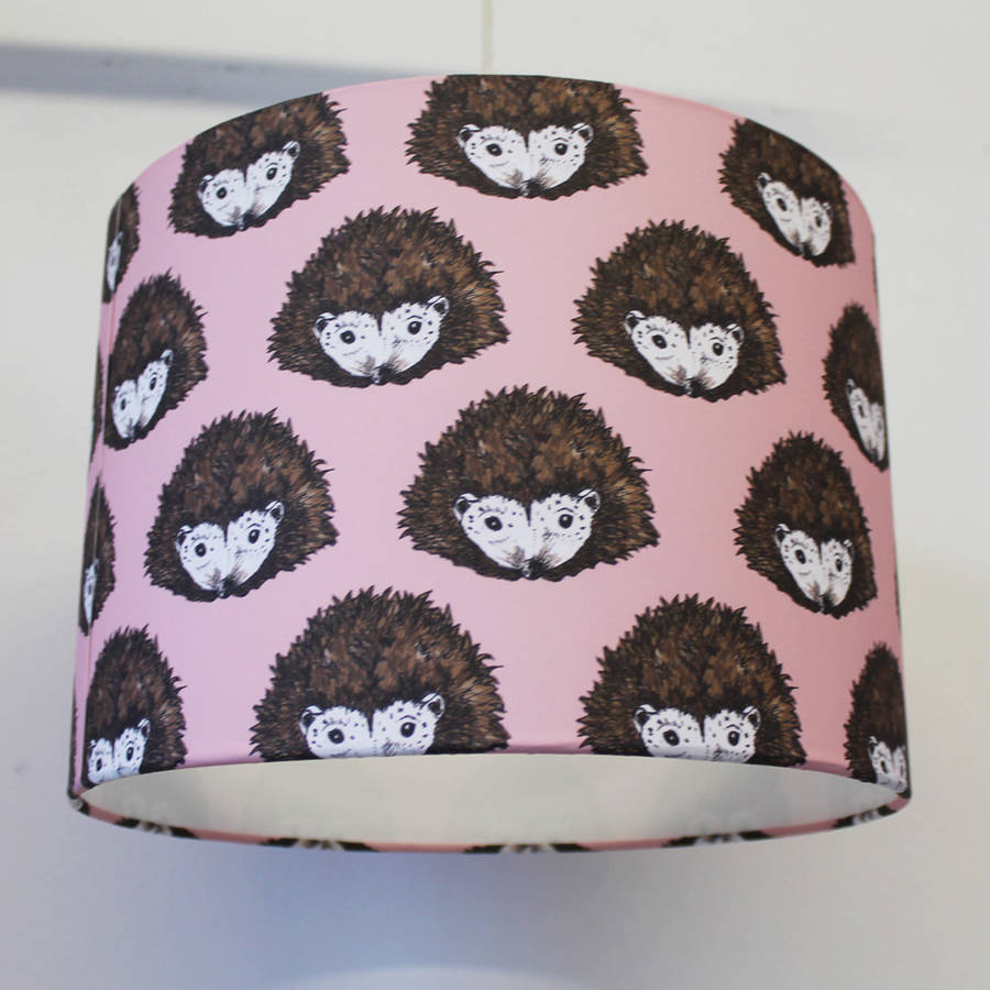 pink hedgehog nursery lampshade by martha and hepsie