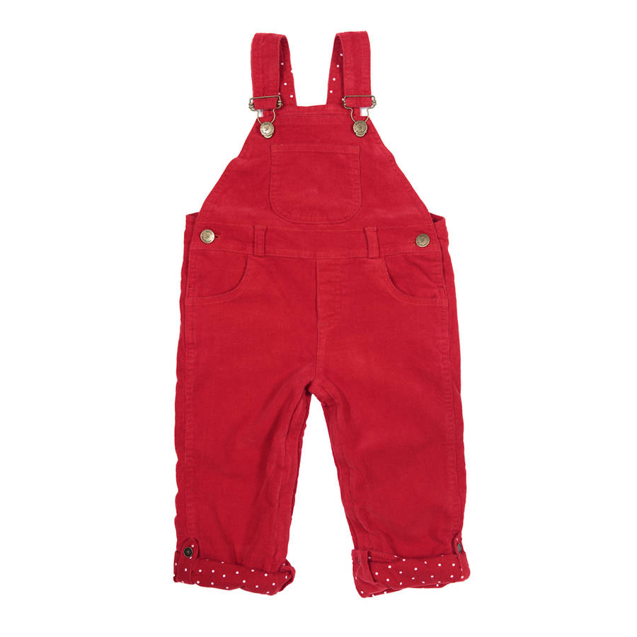 Red Corduroy Dungarees By Dotty Dungarees