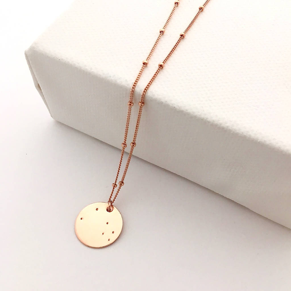 Rose Gold Zodiac Constellation Necklace By A Box For My Treasure