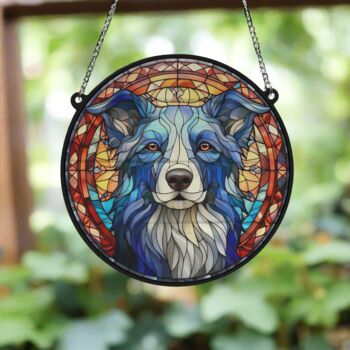 Border Collie Stained Glass Effect Suncatcher, 8 of 9