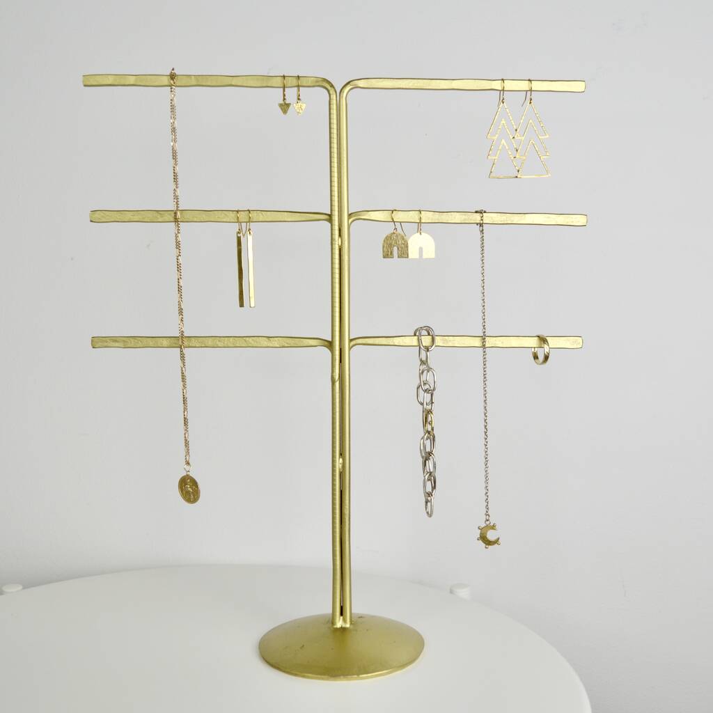 Gold Jewellery Stand Triple By Not a Jewellery Box