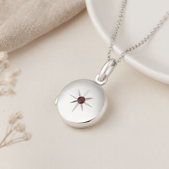 Personalised Sterling Silver January Birthstone Locket – Garnet, 5 of 8