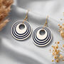 Cream And Navy Geometric Circular Earrings • Gold Plated Sterling Silver Hooks, thumbnail 4 of 8