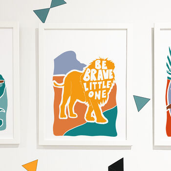 'Be Brave Little One' Kids Positive Lion Nursery Print, 2 of 4
