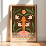 Lunar Blossom, Floral Mindfulness Bohemian Celestial Moon Art Print, thumbnail 1 of 3