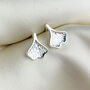 Sterling Silver Dainty Leaf Stud Earrings, thumbnail 2 of 5