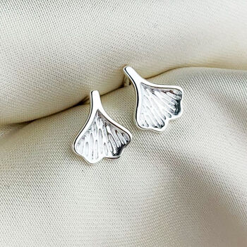 Sterling Silver Dainty Leaf Stud Earrings, 2 of 5