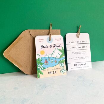 Ibiza Illustration Save The Date Luggage Tag, 5 of 8
