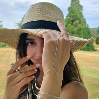 Sterling Silver Beaded Chain Bracelet Ring, 2 of 5