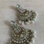 White Antique Gold Chand Bali Indian Earrings, thumbnail 4 of 9