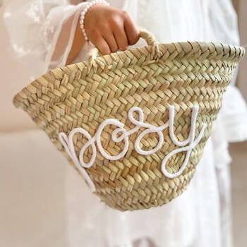 Personalised Straw Basket Bag For Girls, 3 of 6