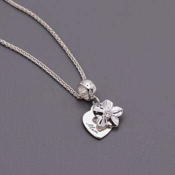 Forget Me Not Memorial Heart Personalised Silver Necklac, 3 of 7