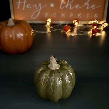 Ceramic Green Pumpkin Halloween Decoration 9.5cm, 2 of 2