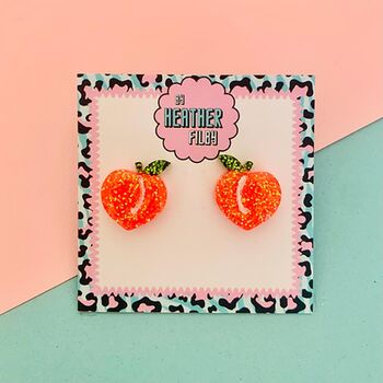Juicy Peach Glitter Studs, 5 of 5