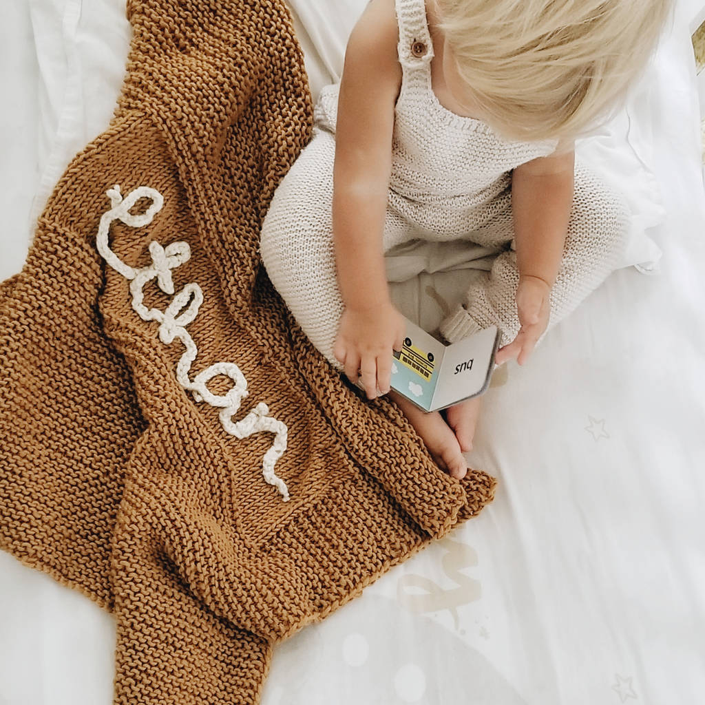 Knit Your Own Personalised Baby Blanket In Tan By Stitch & Story