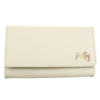 Personalised Gold Name Leather Cream Purse, 3 of 4