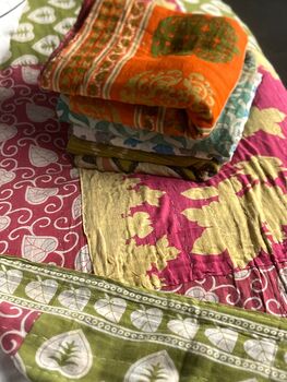 Recycled Pink Kantha Throw/Runner, 3 of 4